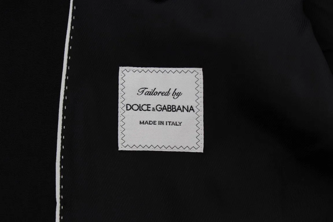Black Wool Double Breasted 3 Piece Slim Suit