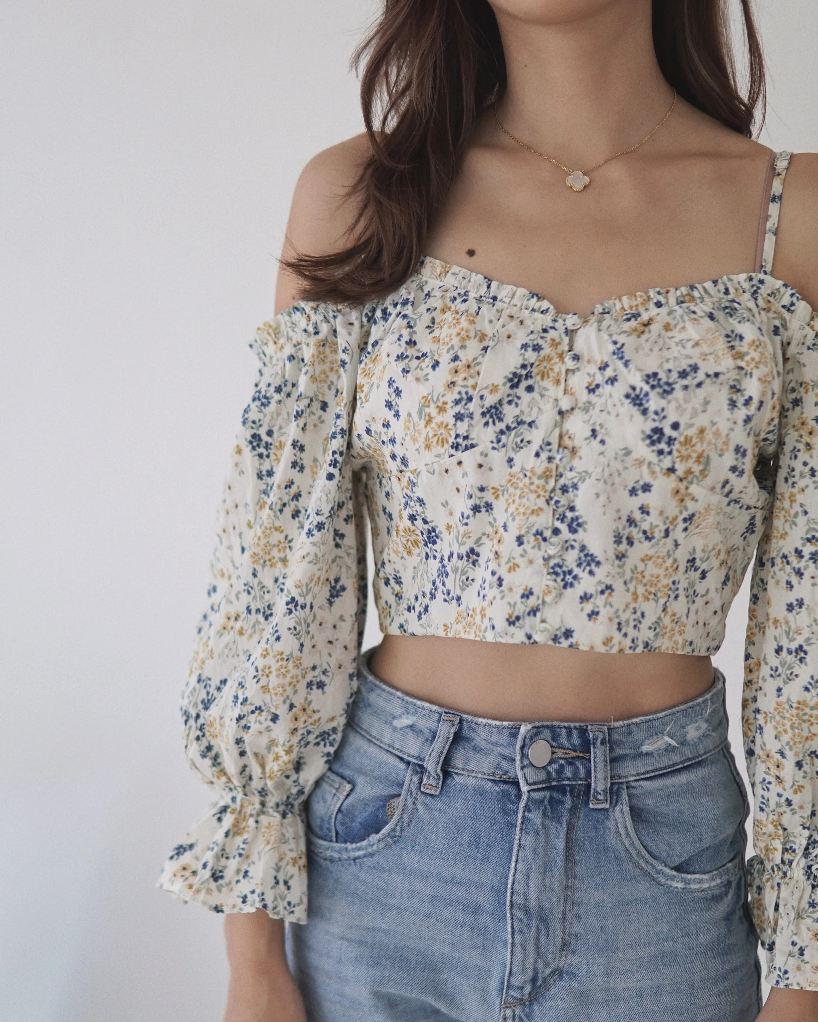 Blue Corn Cold Shoulder Top