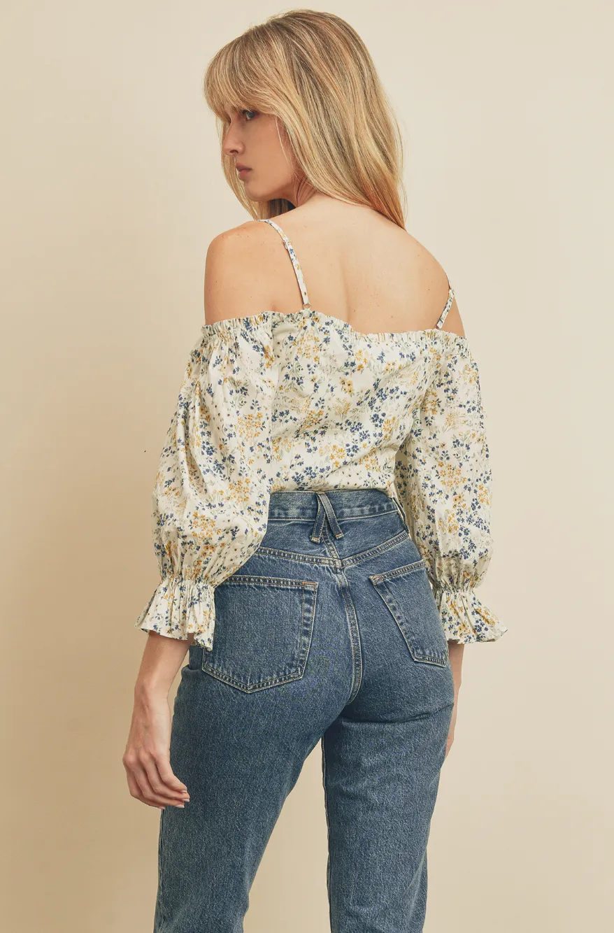 Blue Corn Cold Shoulder Top