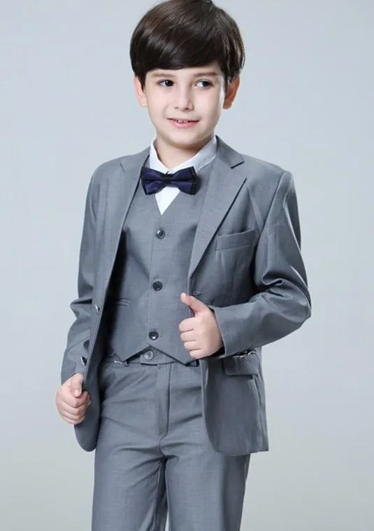 Boys 3pcs Slim Fit Classic Tuxedo Suits Blazer Vest Pants Sets