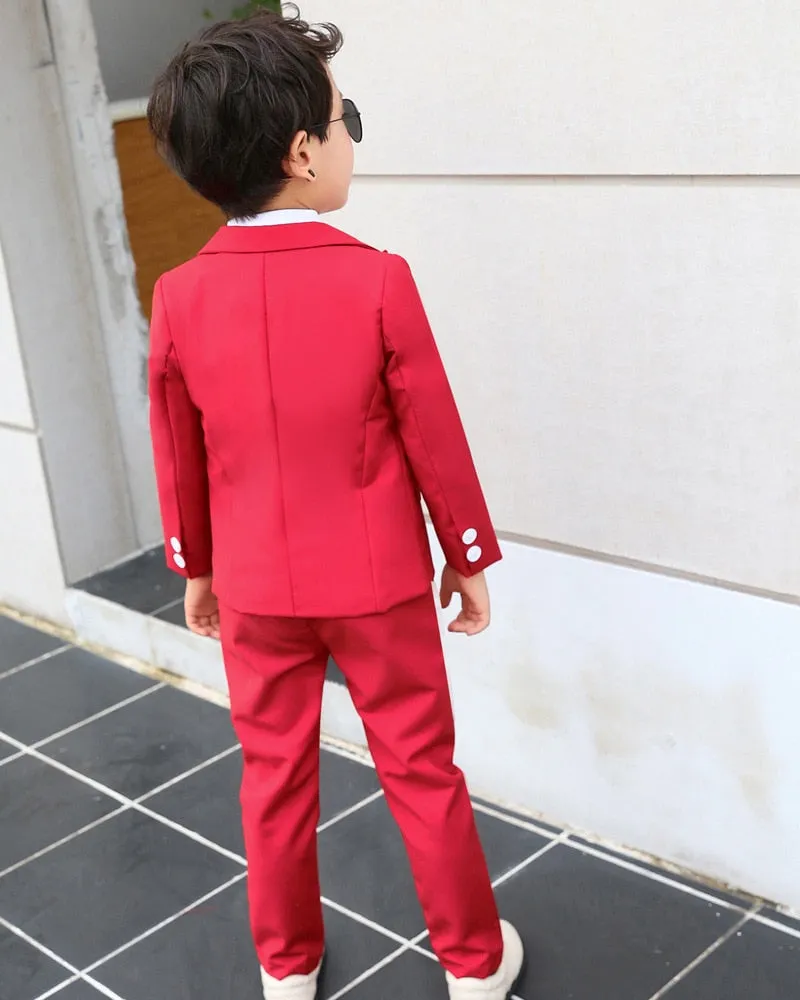 Boys 3pcs Slim Fit Classic Tuxedo Suits Blazer Vest Pants Sets