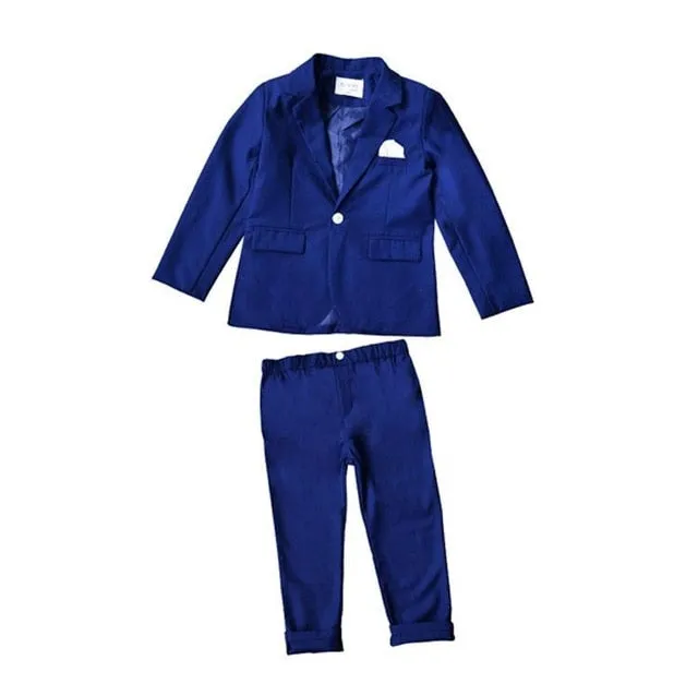 Boys 3pcs Slim Fit Classic Tuxedo Suits Blazer Vest Pants Sets