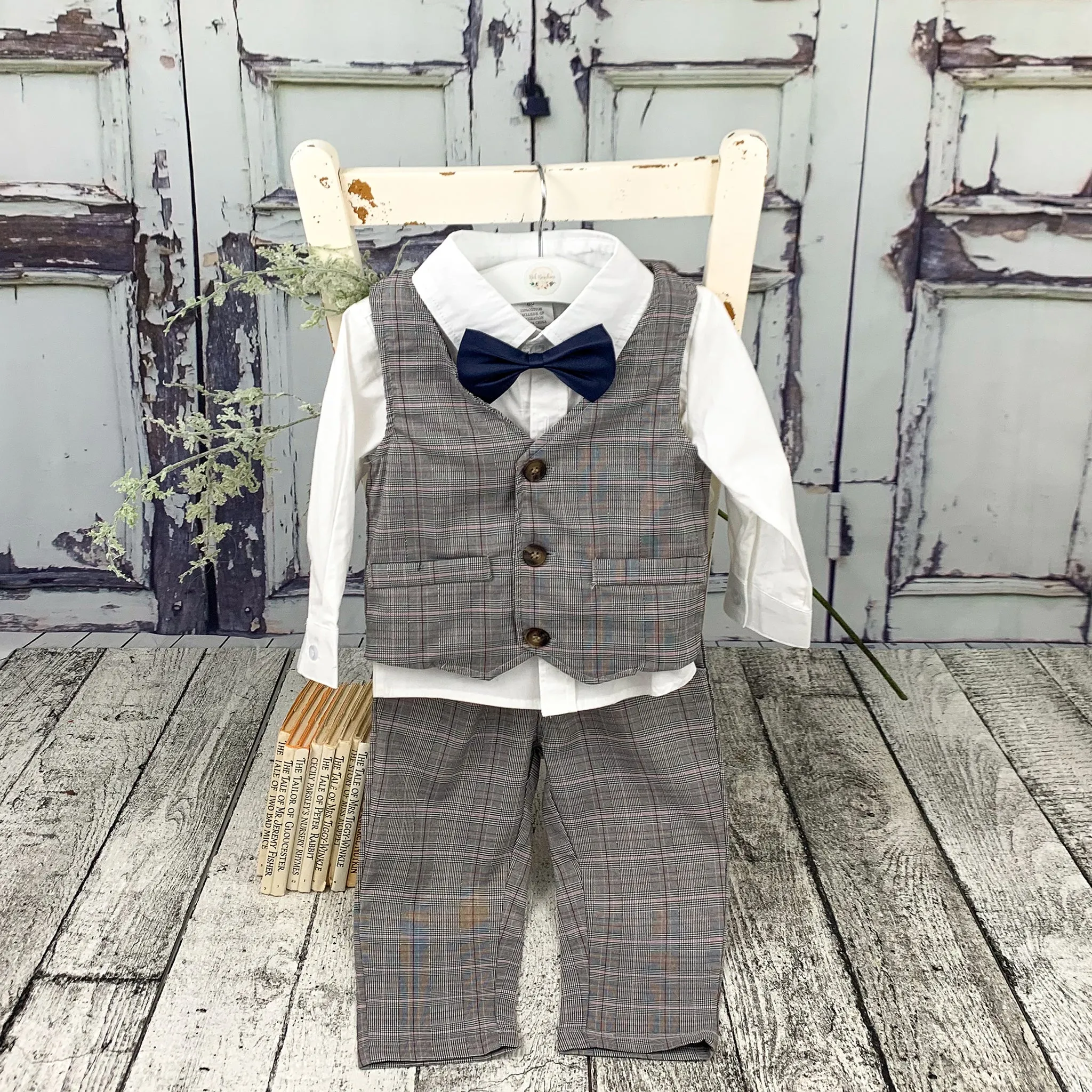 Boys Check Print Suit
