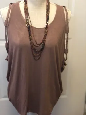 Braided Cold Shoulder Knit Tunic Top