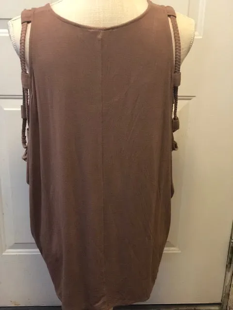 Braided Cold Shoulder Knit Tunic Top