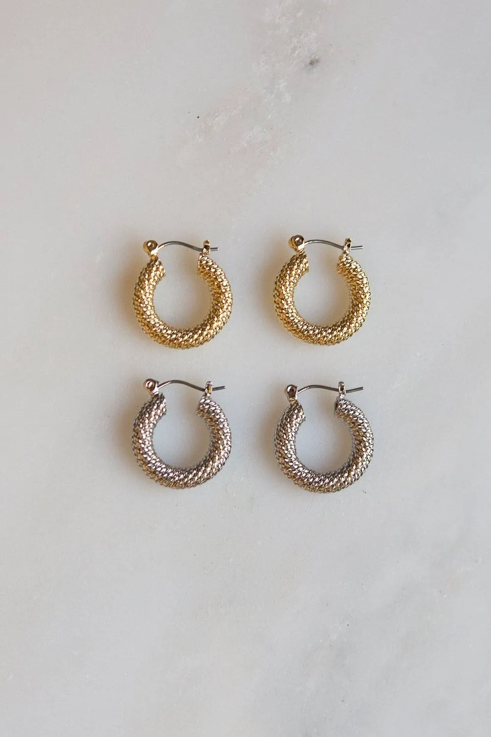 Braided Twist Hoop Earrings (Gold)
