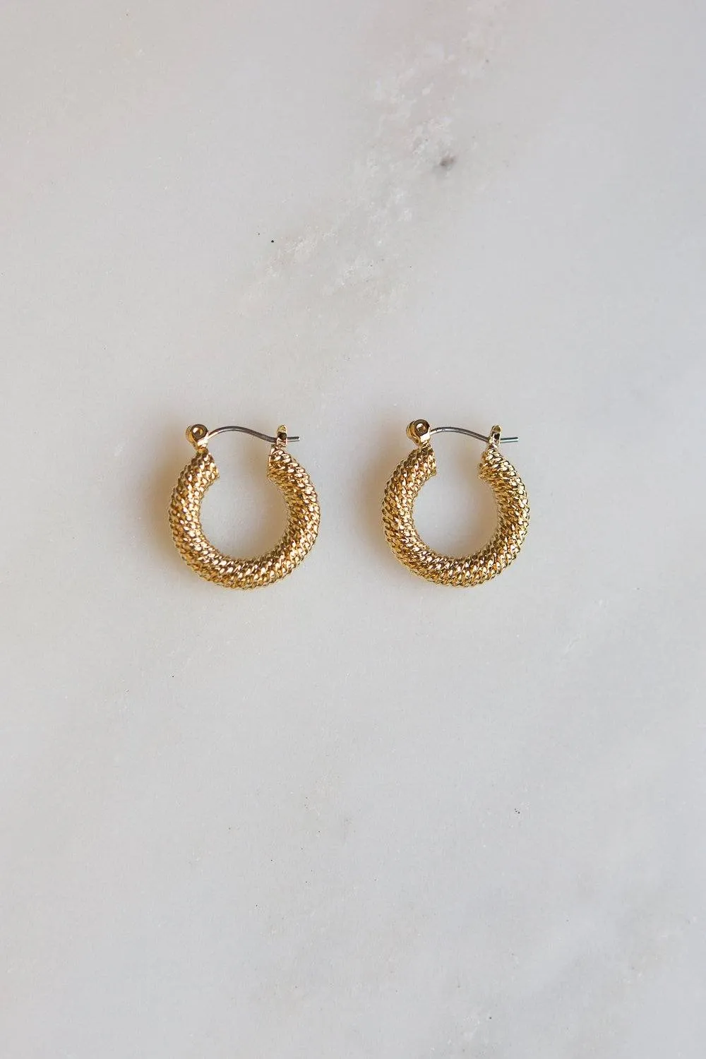 Braided Twist Hoop Earrings (Gold)