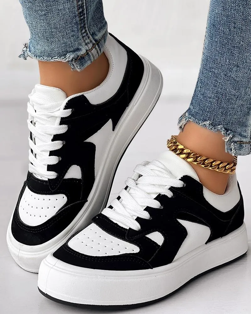 Breathable Platform Lace up Sneakers