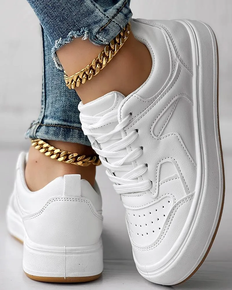 Breathable Platform Lace up Sneakers