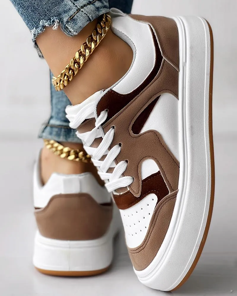 Breathable Platform Lace up Sneakers