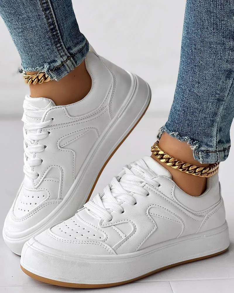 Breathable Platform Lace up Sneakers