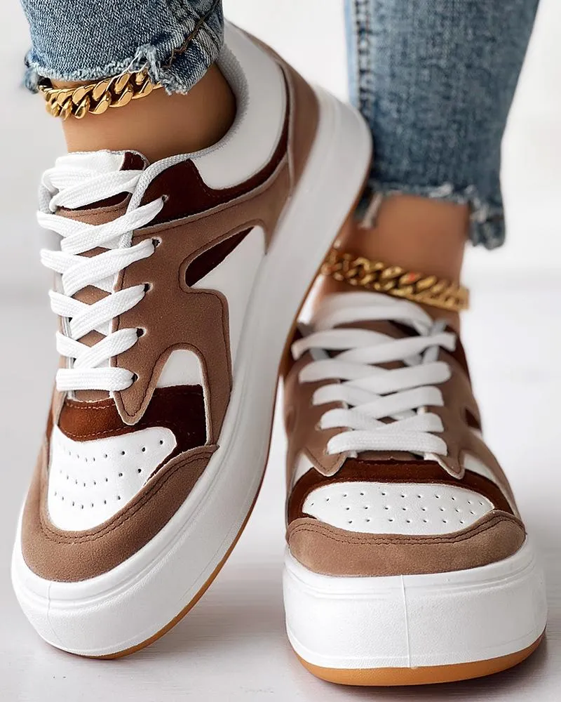 Breathable Platform Lace up Sneakers