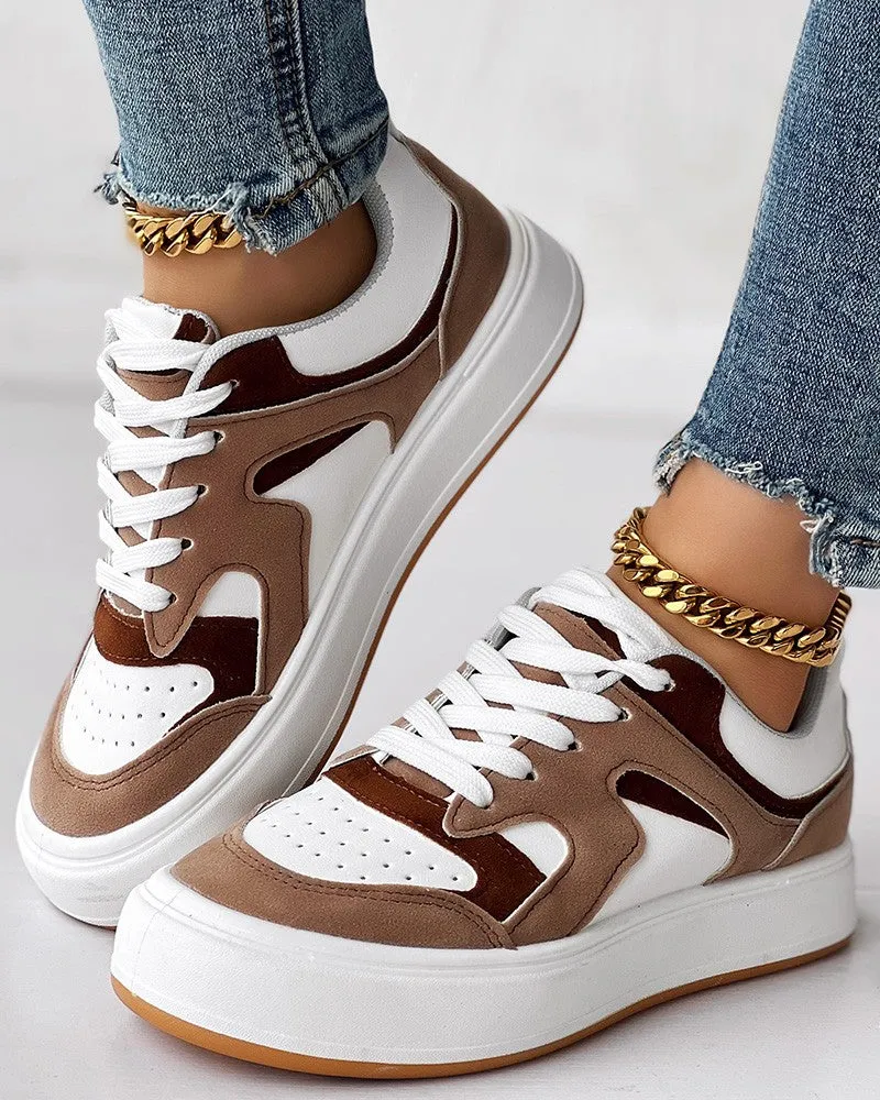 Breathable Platform Lace up Sneakers