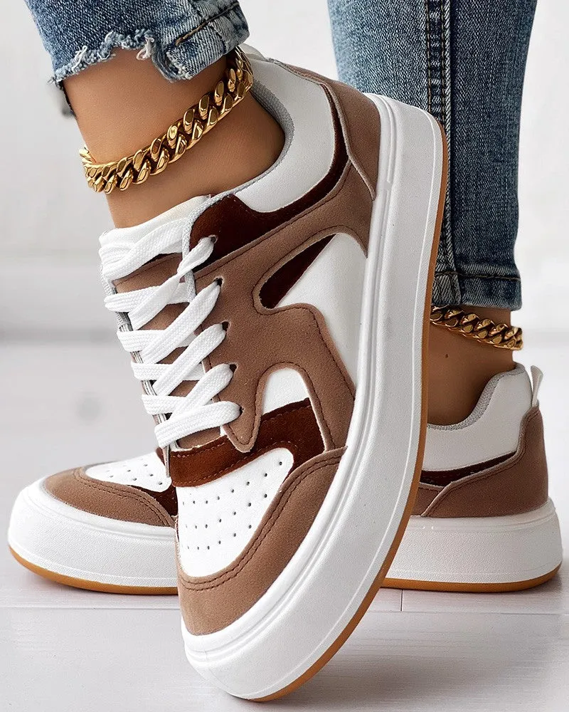 Breathable Platform Lace up Sneakers