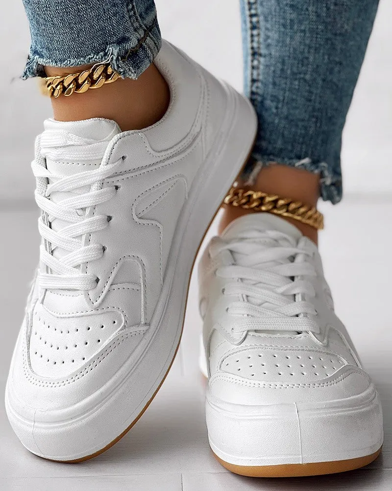 Breathable Platform Lace up Sneakers