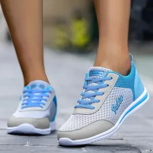 Breathable Sneakers For Women Fashion Solid Color Soft Women Sneakers Mesh Fabric Lace Up Woman Shoes Female Footwear