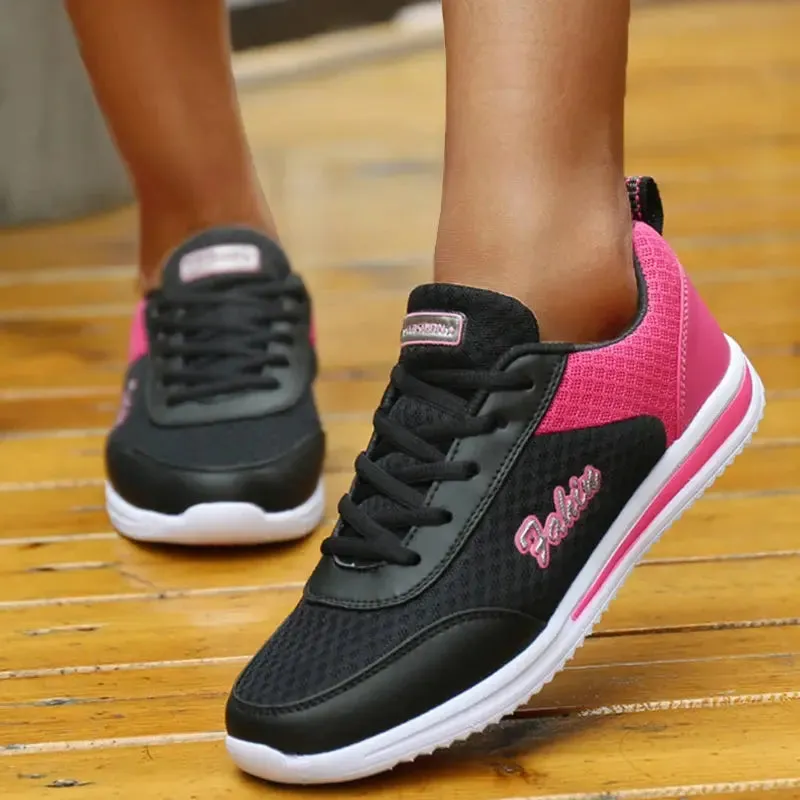 Breathable Sneakers For Women Fashion Solid Color Soft Women Sneakers Mesh Fabric Lace Up Woman Shoes Female Footwear
