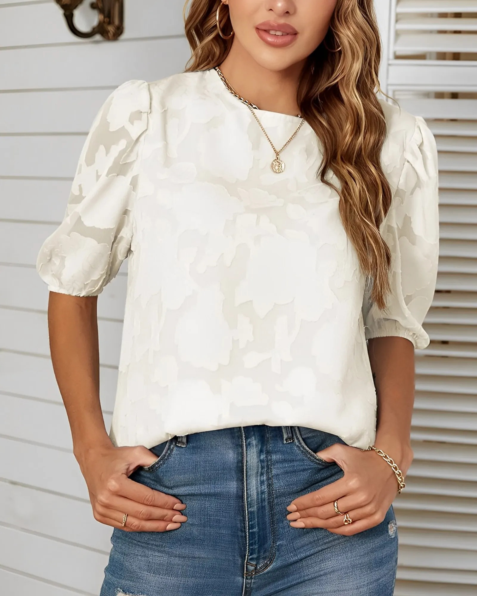 Brusilow® | Chiffon Shirt With Puff Sleeves