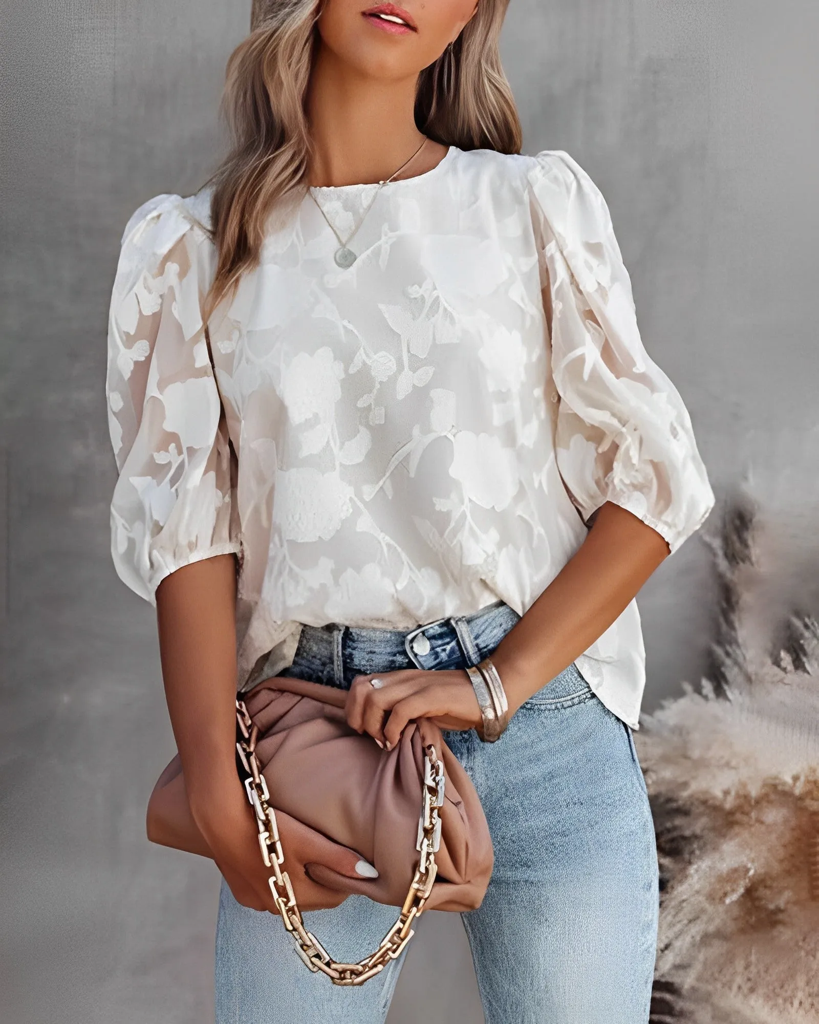 Brusilow® | Chiffon Shirt With Puff Sleeves