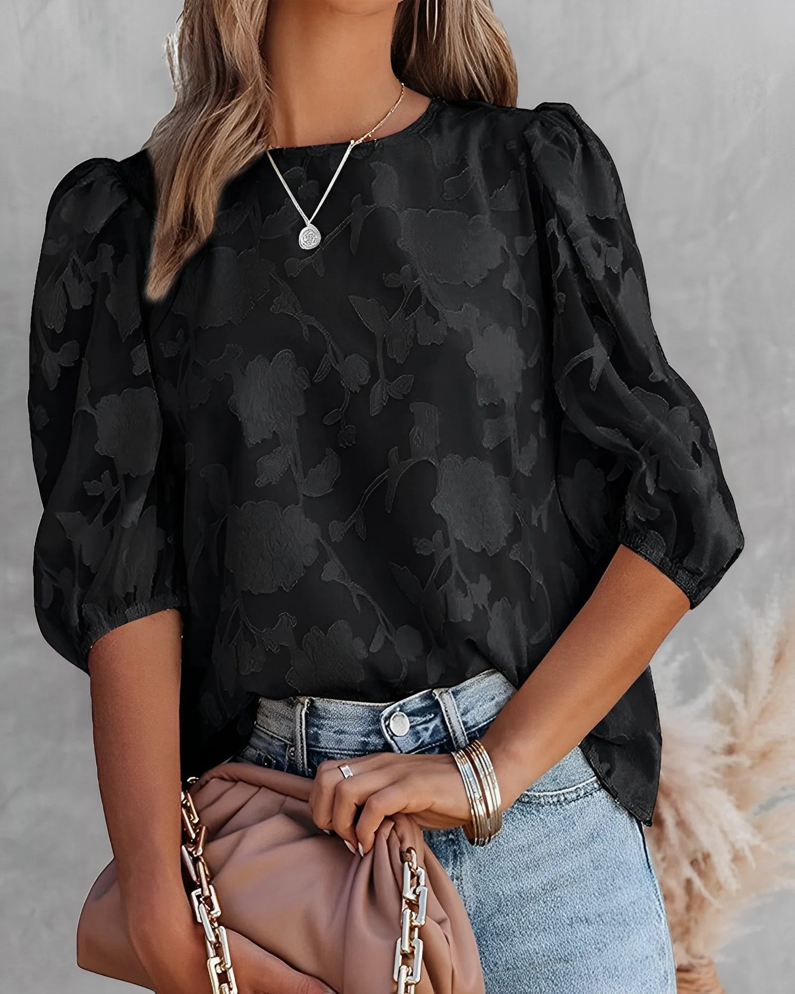 Brusilow® | Chiffon Shirt With Puff Sleeves