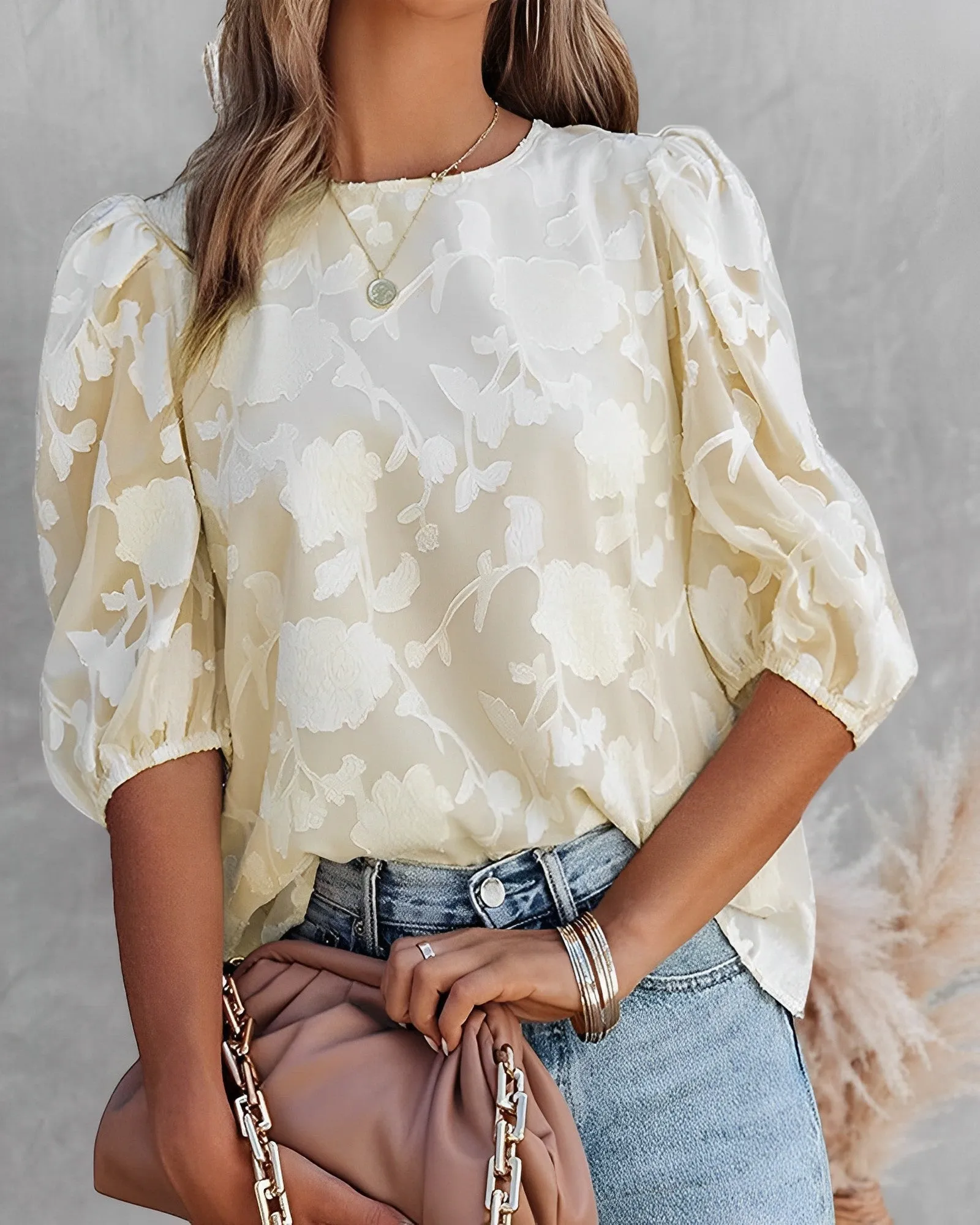 Brusilow® | Chiffon Shirt With Puff Sleeves