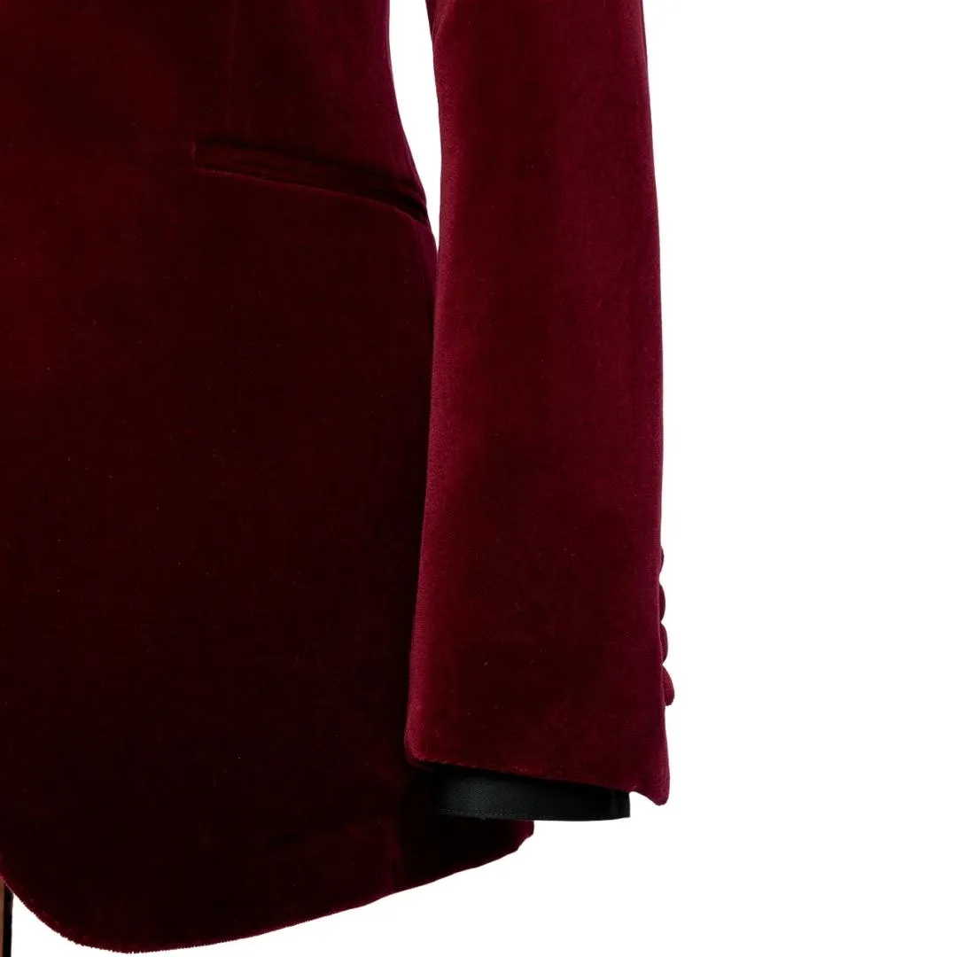 Burgundy Two Piece Shawl Lapel Wedding Suit   New Arrival
