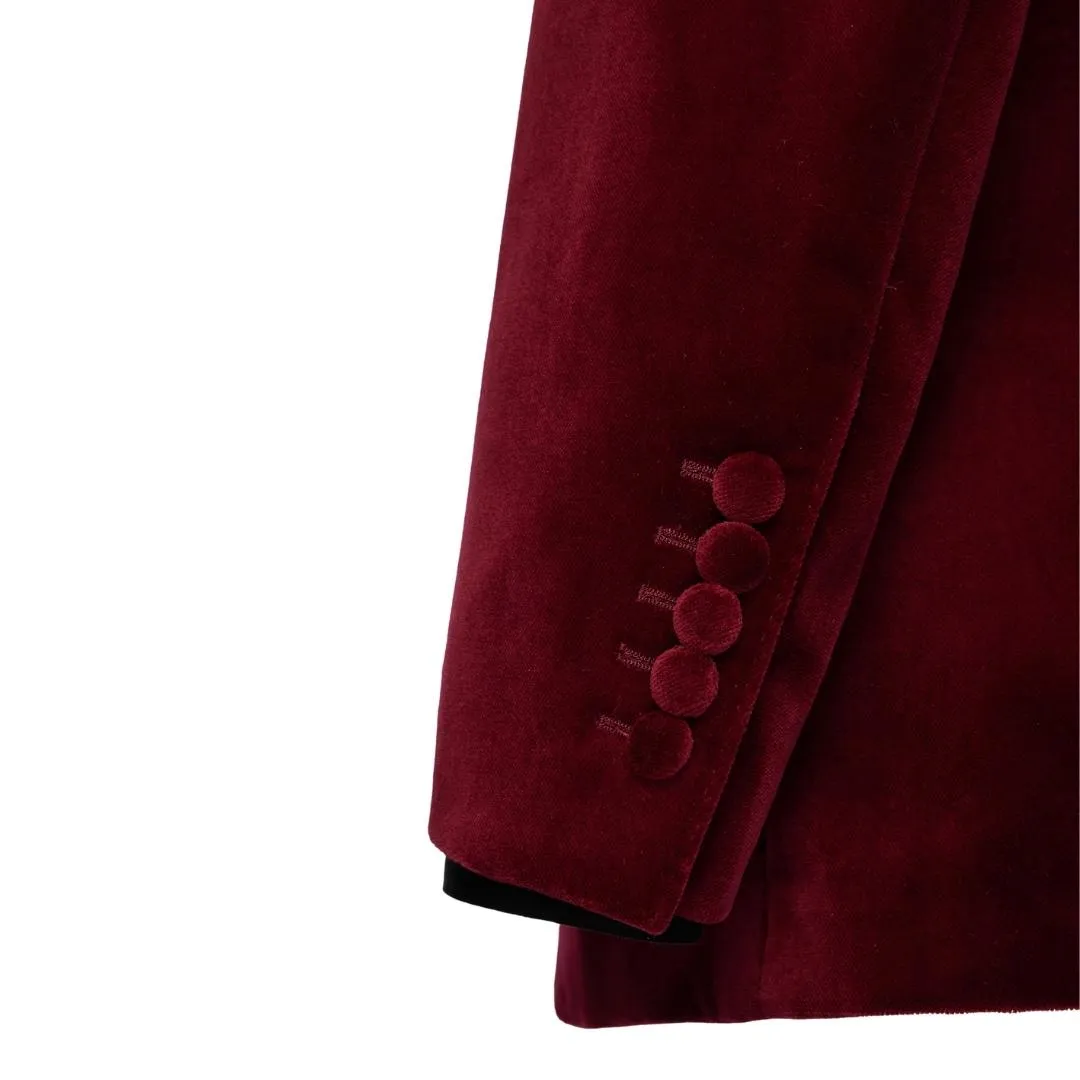 Burgundy Two Piece Shawl Lapel Wedding Suit   New Arrival