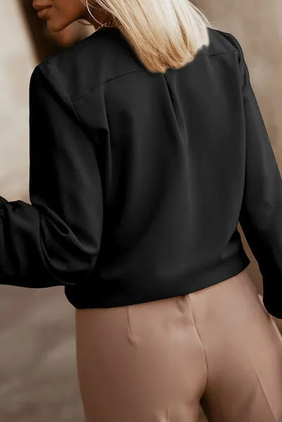 Button Up Round Neck Long Sleeve Blouse (9 Colors)