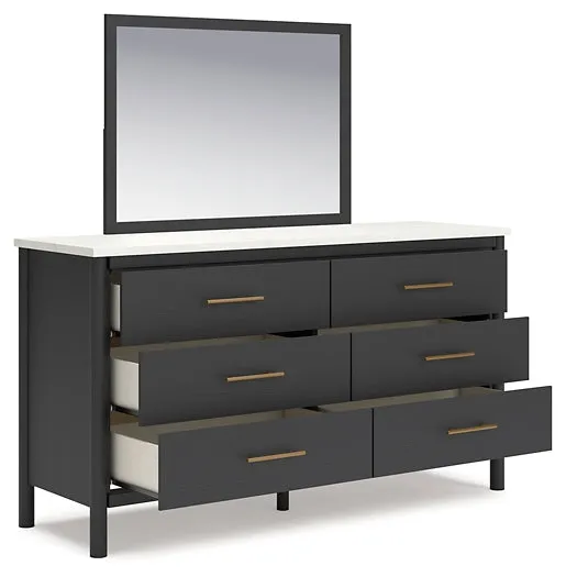 Cadmori Queen Upholstered Bed with Mirrored Dresser and 2 Nightstands