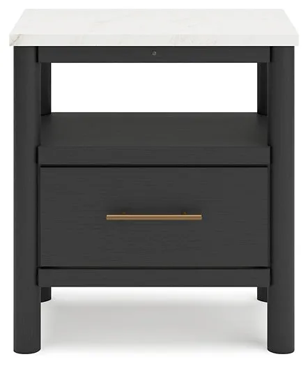 Cadmori Queen Upholstered Bed with Mirrored Dresser and 2 Nightstands