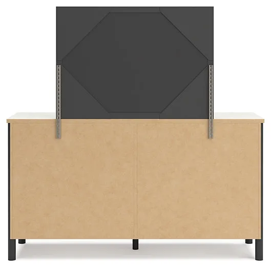 Cadmori Queen Upholstered Bed with Mirrored Dresser and 2 Nightstands