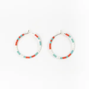 Cali Surf Beaded Hoop Earrings, Beaded Earrings, Surf, Boho