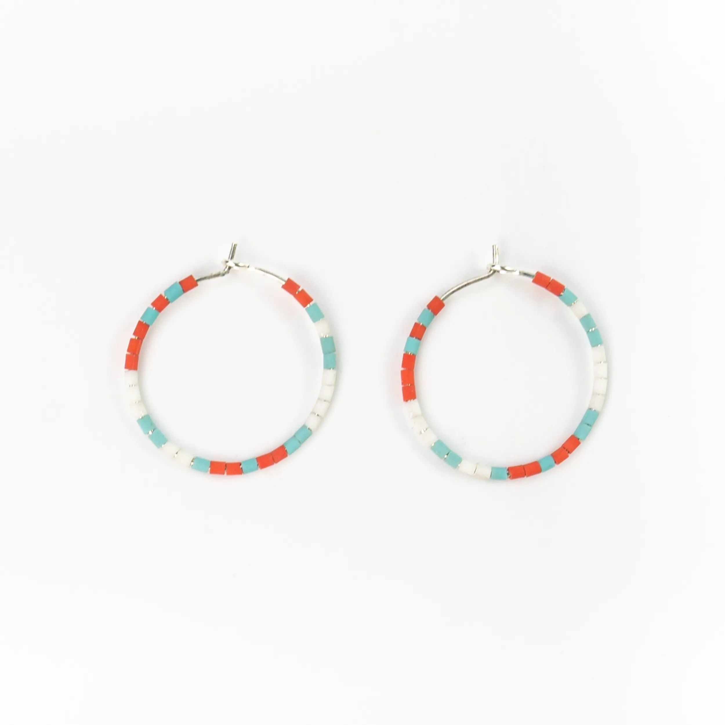 Cali Surf Beaded Hoop Earrings, Beaded Earrings, Surf, Boho