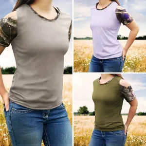 Camo Cold Shoulder Shirts