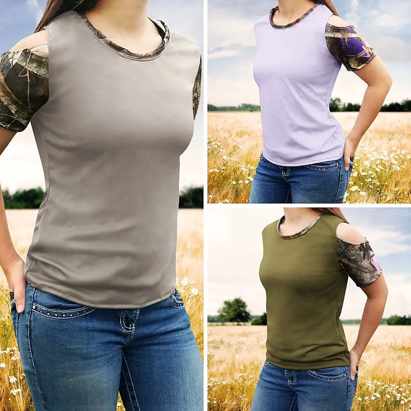 Camo Cold Shoulder Shirts