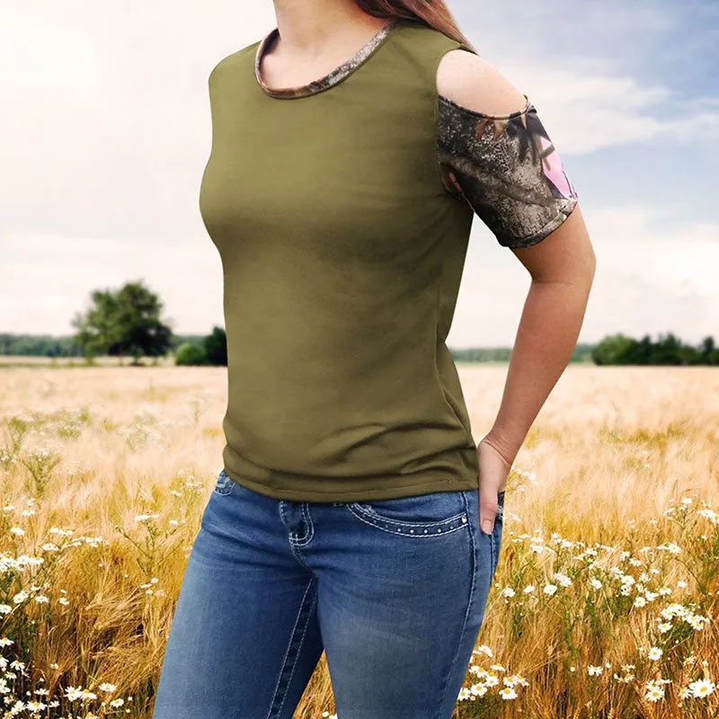 Camo Cold Shoulder Shirts