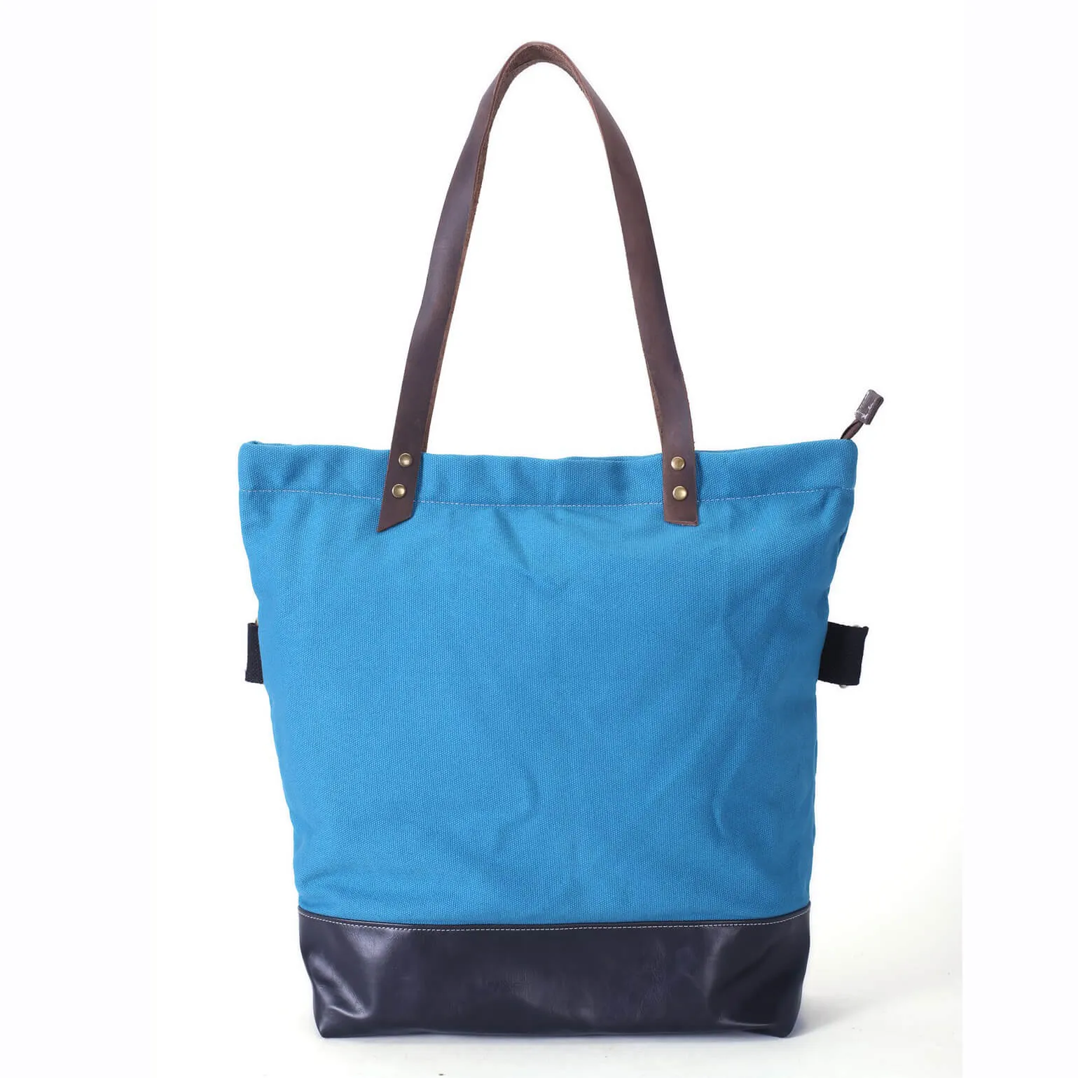 Canvas And Full Grain Leather Tote Bag, Women Shoulder Bags, Shopper Bag, Daily Bag 14044