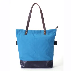 Canvas And Full Grain Leather Tote Bag, Women Shoulder Bags, Shopper Bag, Daily Bag 14044