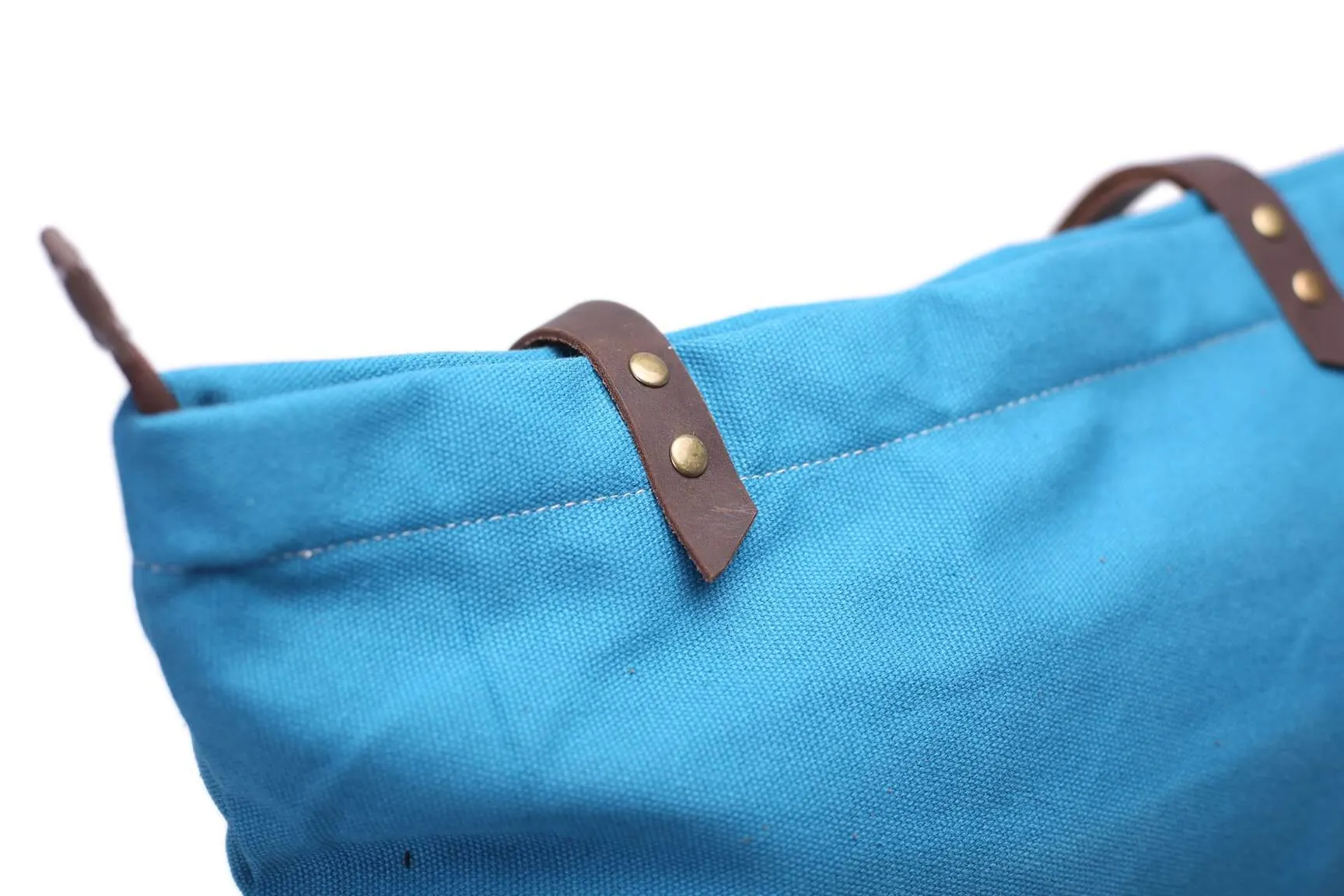 Canvas And Full Grain Leather Tote Bag, Women Shoulder Bags, Shopper Bag, Daily Bag 14044