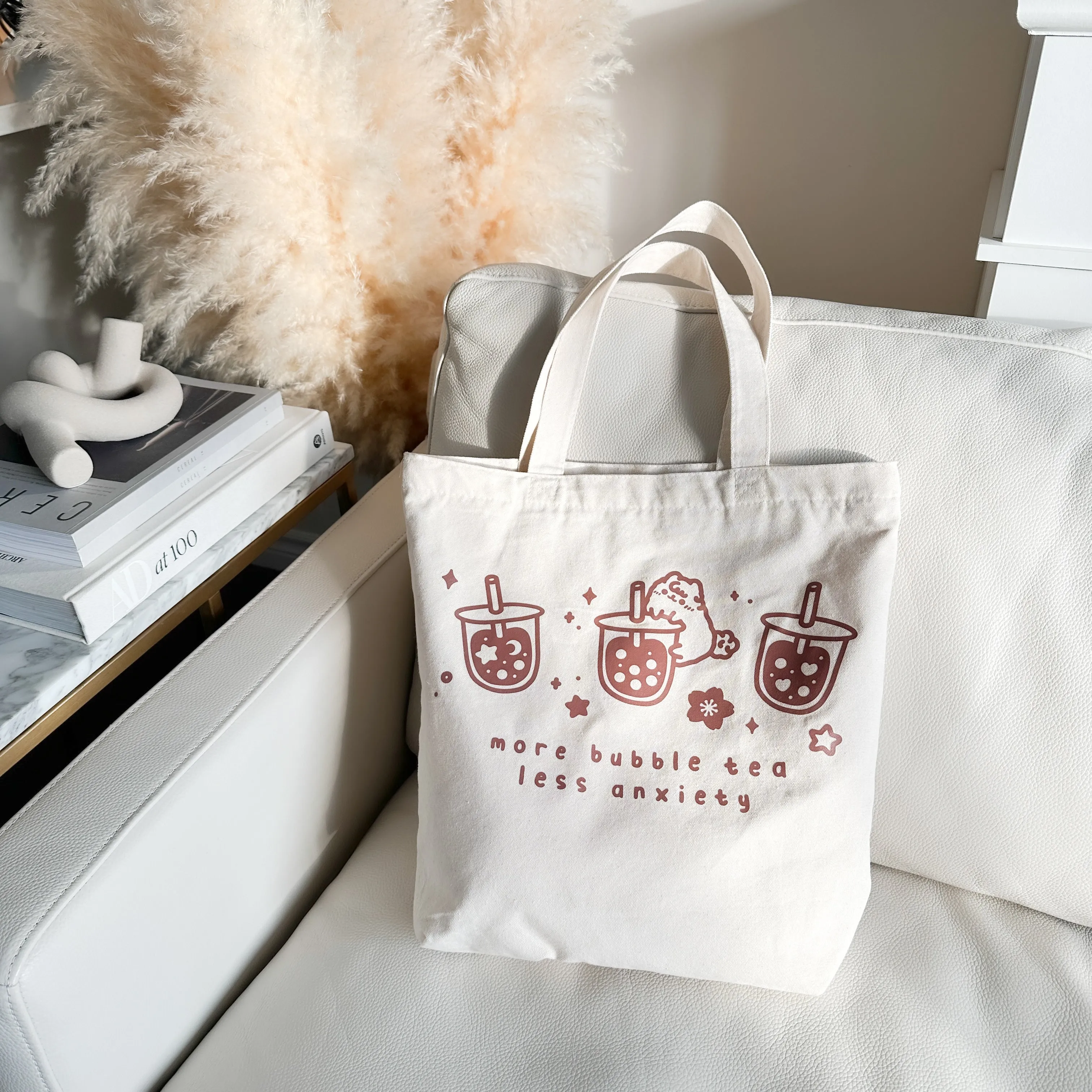 Canvas Tote Bag - Bubble Tea [Brown]