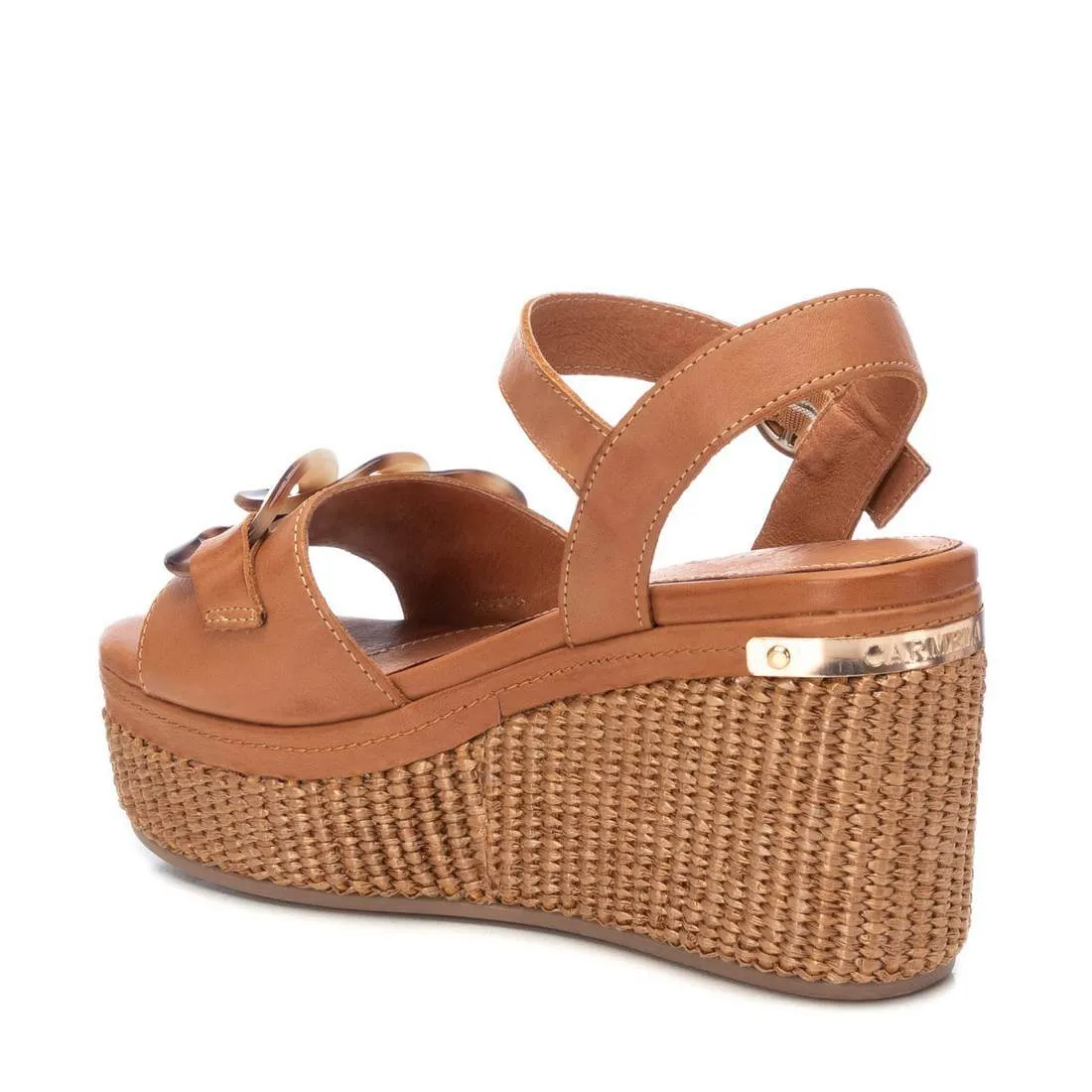 Carmela Tan Leather Wedge Sandals