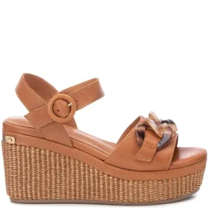 Carmela Tan Leather Wedge Sandals