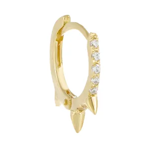 Cartilage CZ Spike Hoop Earring 14K