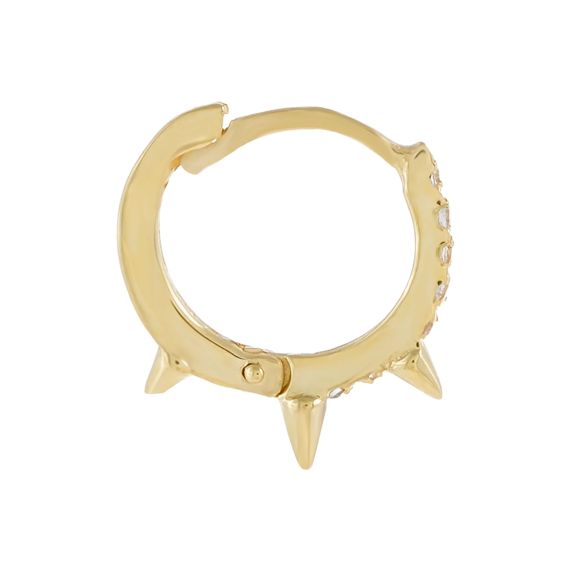 Cartilage CZ Spike Hoop Earring 14K
