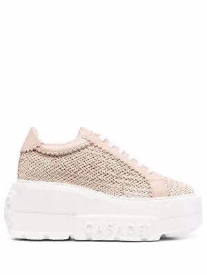 Casadei Pink Interwoven Chunky Sneakers