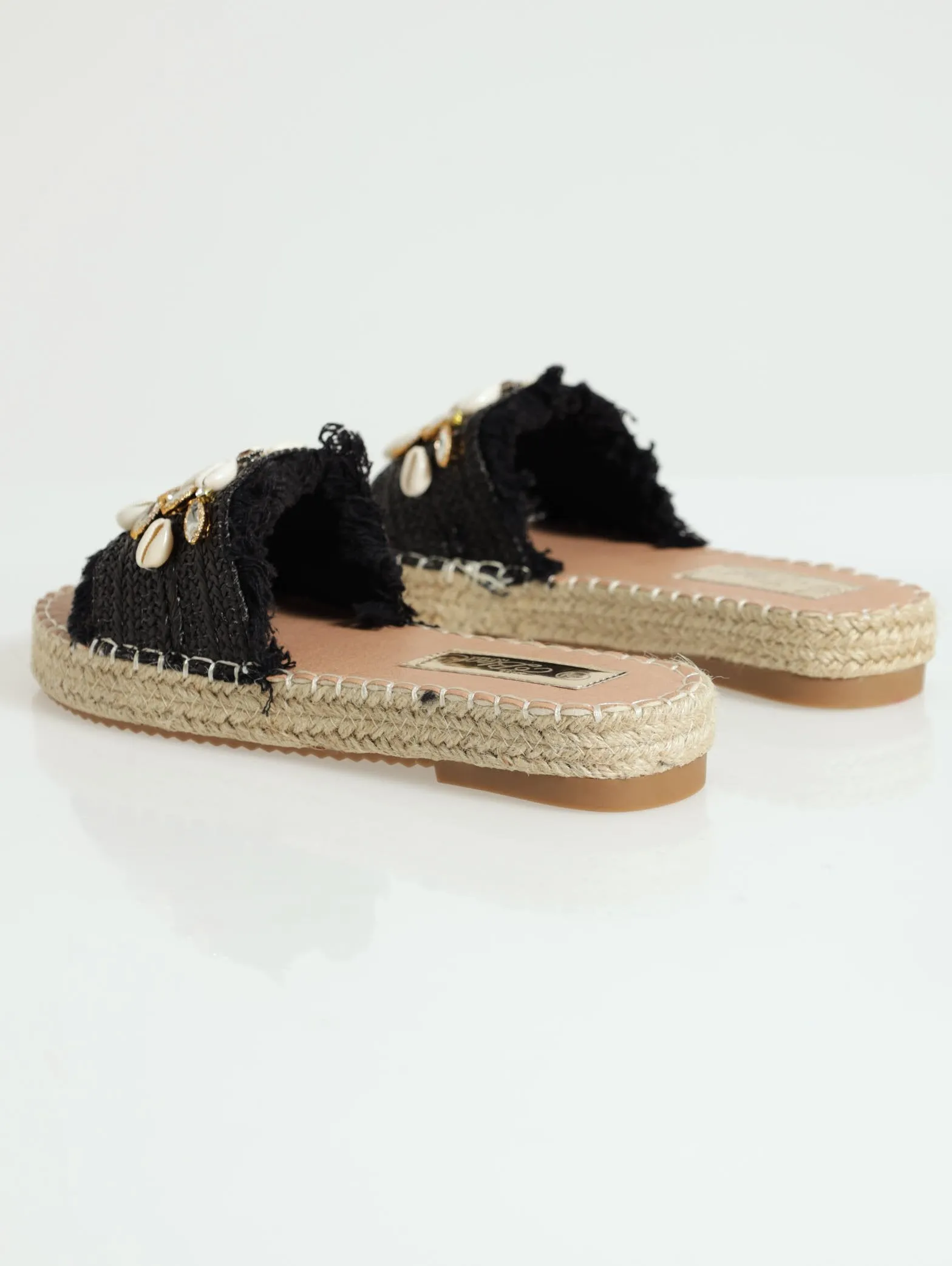 Cassia Espadrille Mule Sandal - Black