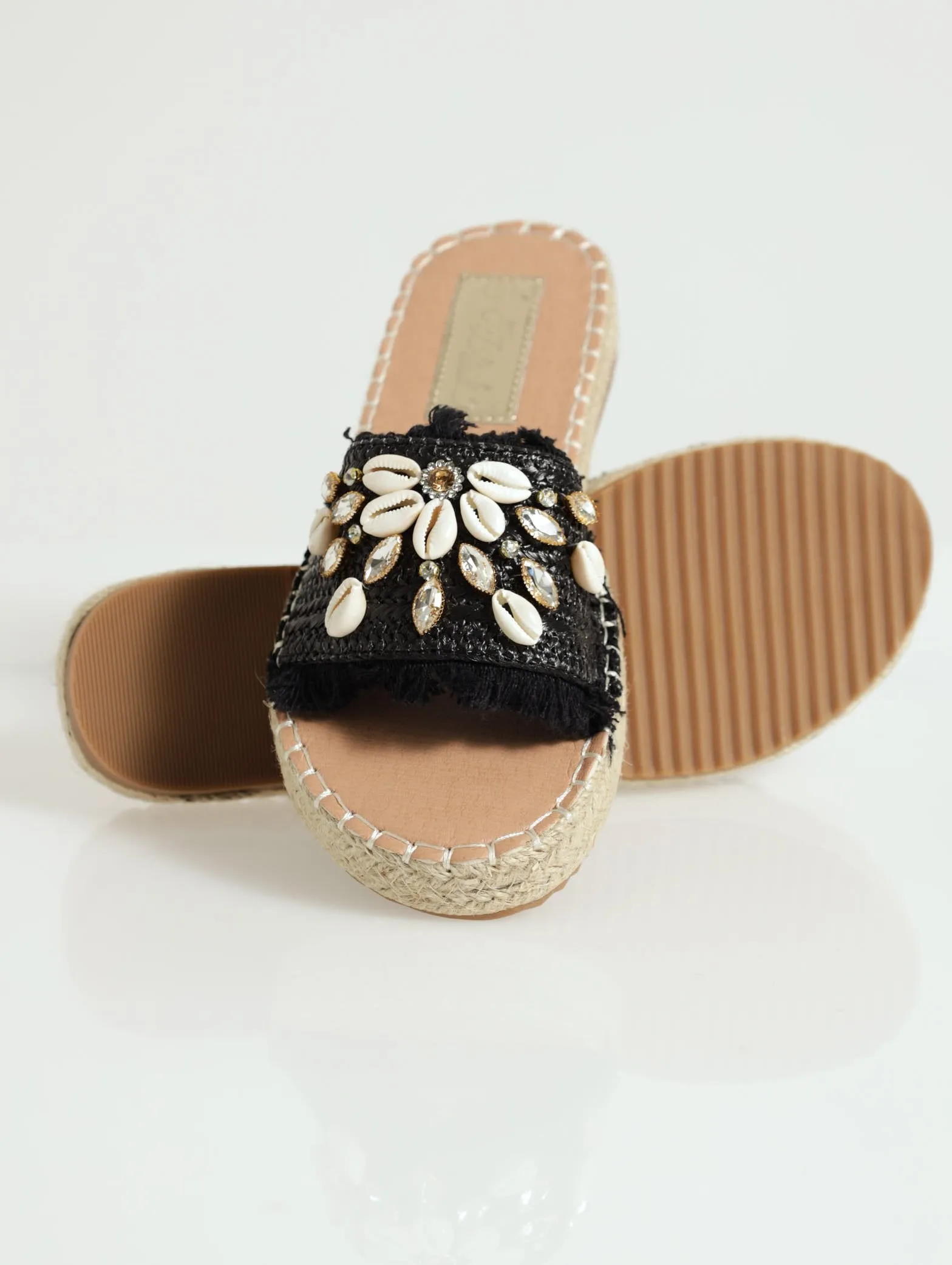 Cassia Espadrille Mule Sandal - Black