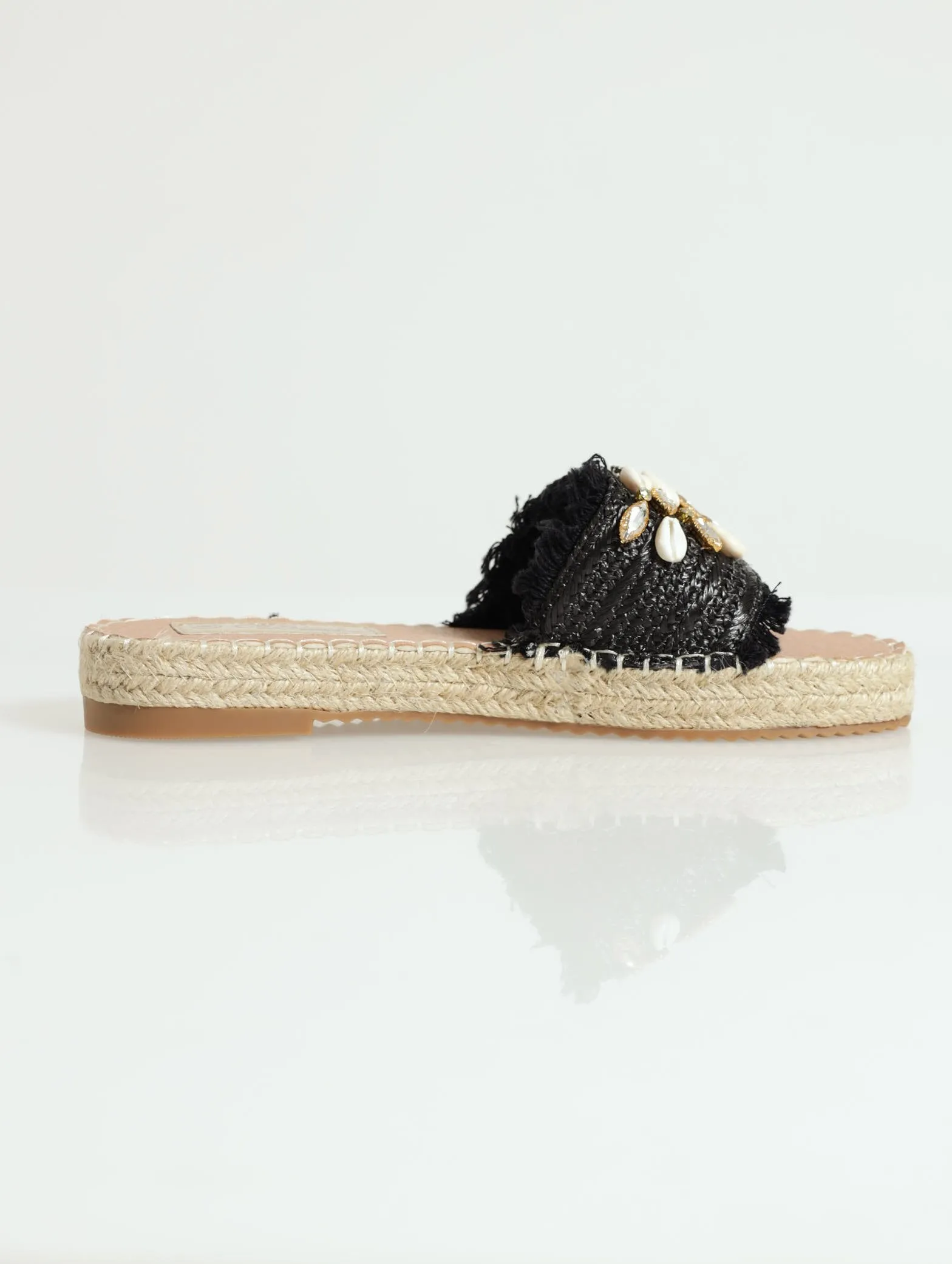 Cassia Espadrille Mule Sandal - Black
