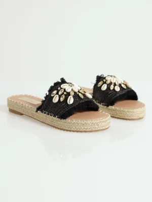 Cassia Espadrille Mule Sandal - Black