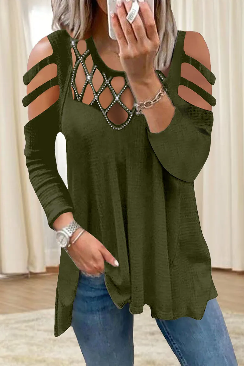 Casual Solid Patchwork Hot Drill O Neck Tops